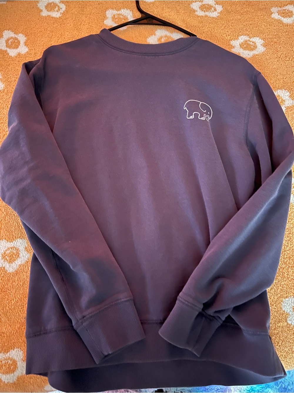 ivory ella women’s Crewneck Sweatshirt in Plum with White Elephant Logo